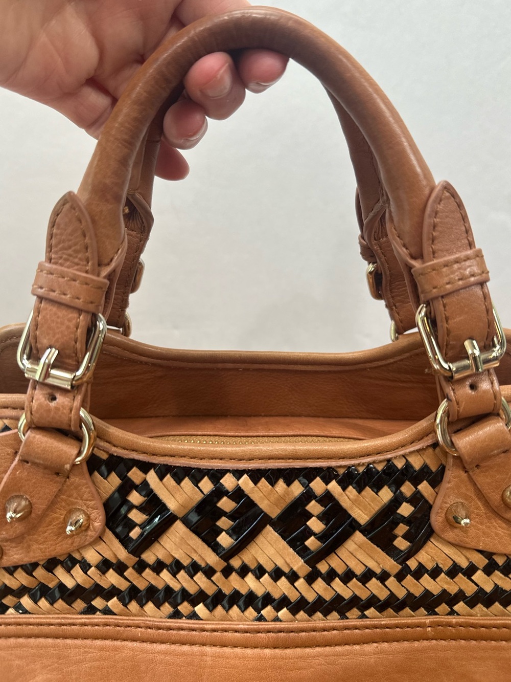 Rebecca Minkoff Boho Black Camel Woven Desire Bag Crossbody Satchel Handbag - Picture 4 of 15